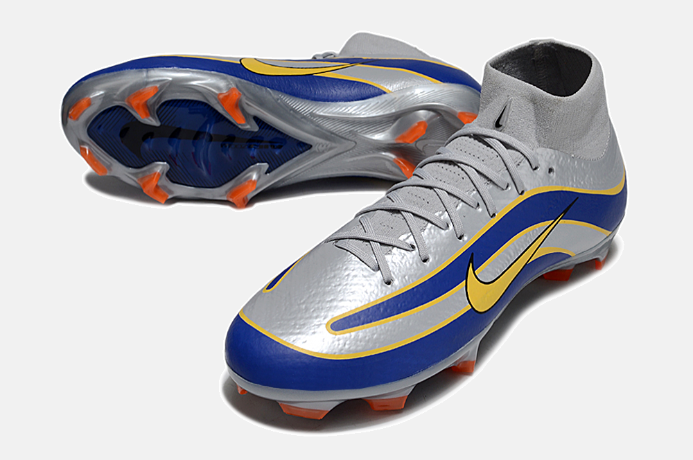 Chuteira Nike Air Zoom Mercurial Superfly 10 Edição Especial Elite FG - Prata e Azul - detalhe