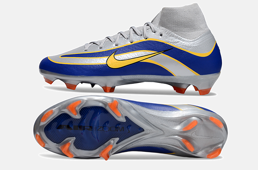 Chuteira Nike Air Zoom Mercurial Superfly 10 Edição Especial Elite FG - Prata e Azul - vista traseira