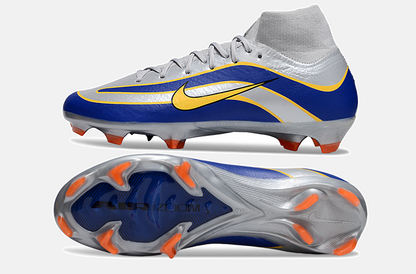 Chuteira Nike Air Zoom Mercurial Superfly 10 Edição Especial Elite FG - Prata e Azul - vista traseira
