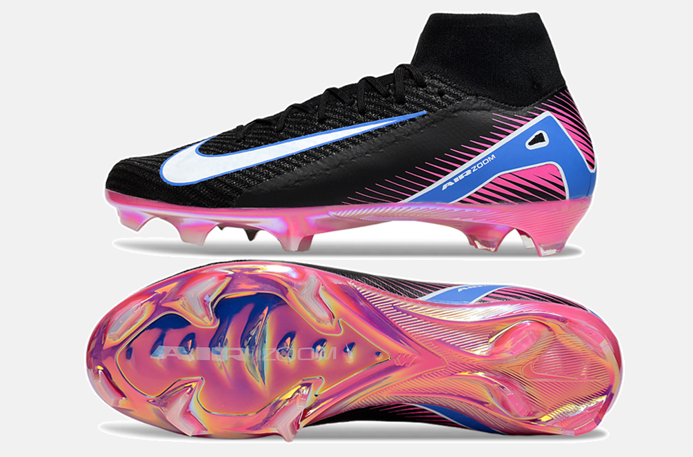 Chuteira Nike Air Zoom Mercurial Superfly 10 Elite FG - Preta, Rosa e Azul - Tevo Sports SPORT*