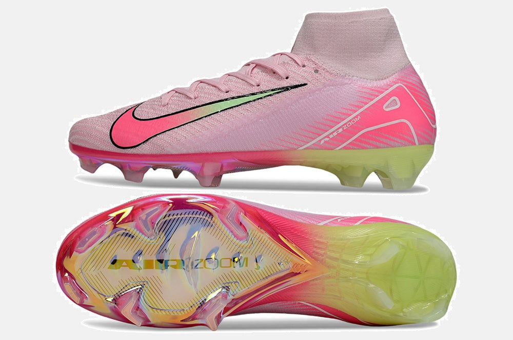 Chuteira Nike Air Zoom Mercurial Superfly 10 Elite FG - Rosa e Verde - vista traseira