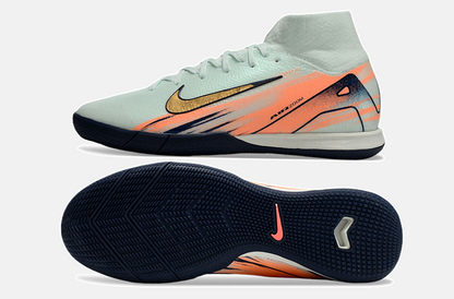 Chuteira Nike Air Zoom Mercurial Superfly 10 Elite  IC - Azul e Laranja - vista traseira