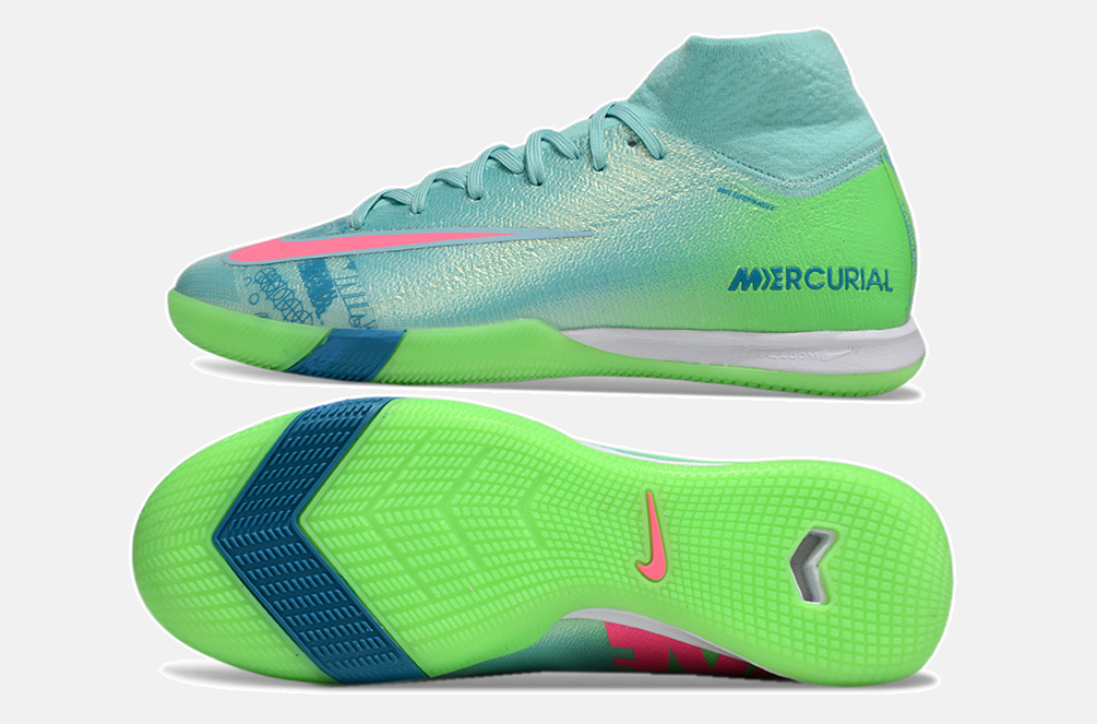 Chuteira Nike Air Zoom Mercurial Superfly 10 Elite  IC - Azul e Verde - vista traseira