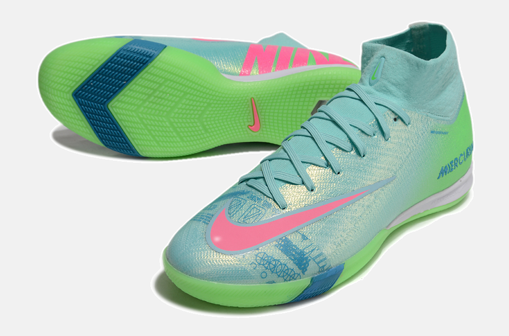 Chuteira Nike Air Zoom Mercurial Superfly 10 Elite  IC - Azul e Verde - detalhe
