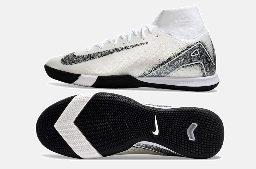 Chuteira Nike Air Zoom Mercurial Superfly 10 Elite  IC - Branca e Prata - vista traseira