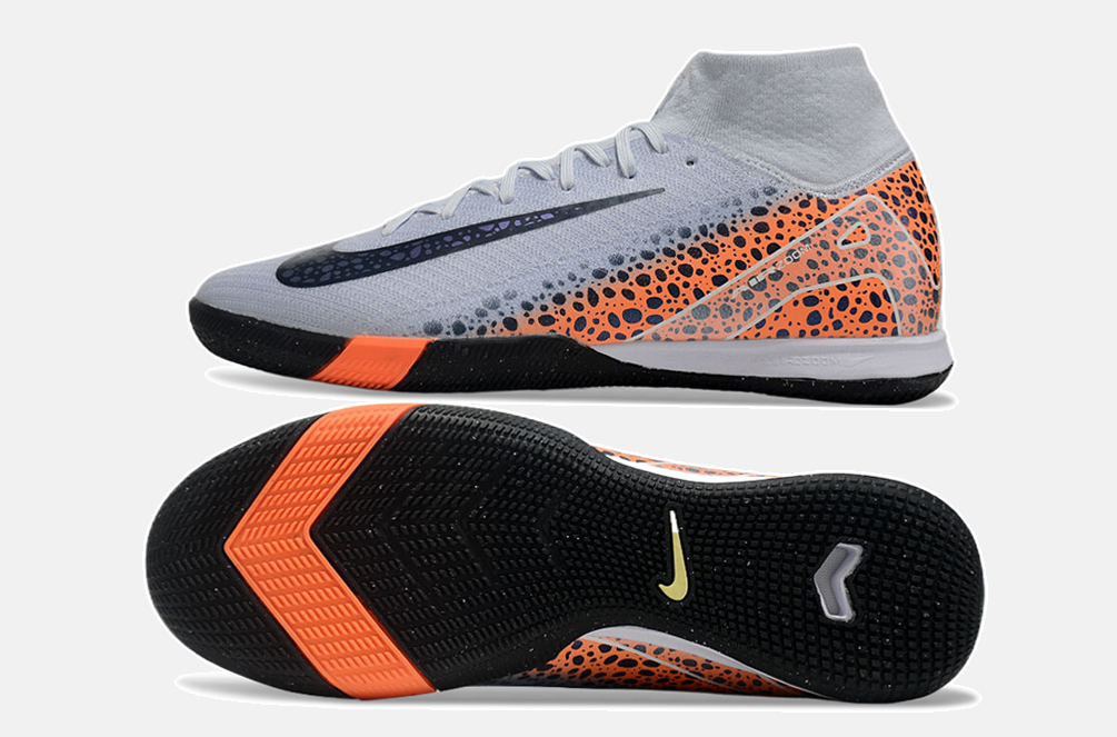 Chuteira Nike Air Zoom Mercurial Superfly 10 Elite  IC - Cinza, Laranja e Preta - vista traseira