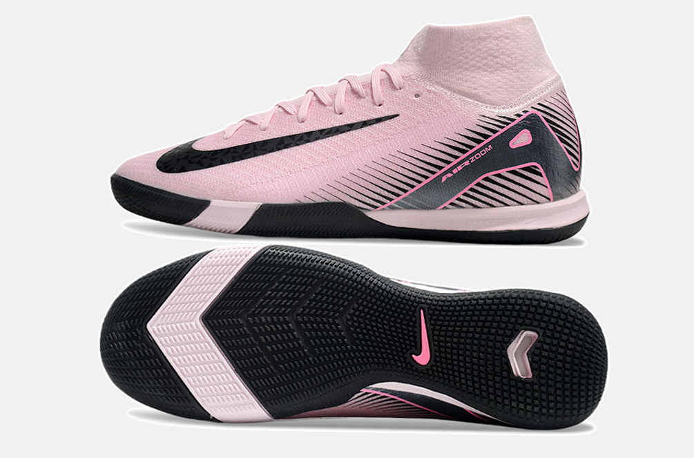 Chuteira Nike Air Zoom Mercurial Superfly 10 Elite  IC - Rosa, Cinza e Preta - vista traseira
