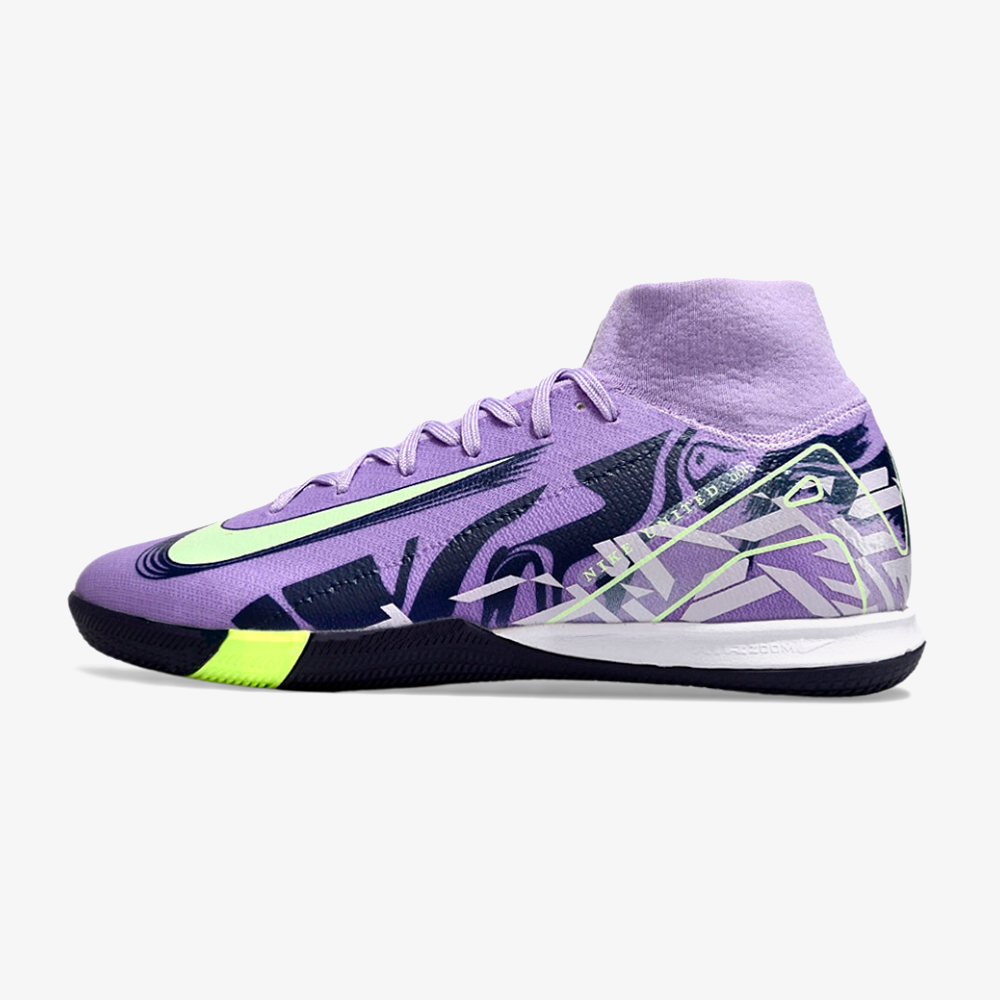 Chuteira Nike Air Zoom Mercurial Superfly 10 Elite  IC - Roxa e Verde - vista frontal
