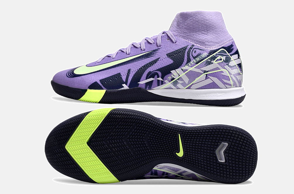 Chuteira Nike Air Zoom Mercurial Superfly 10 Elite  IC - Roxa e Verde - vista traseira