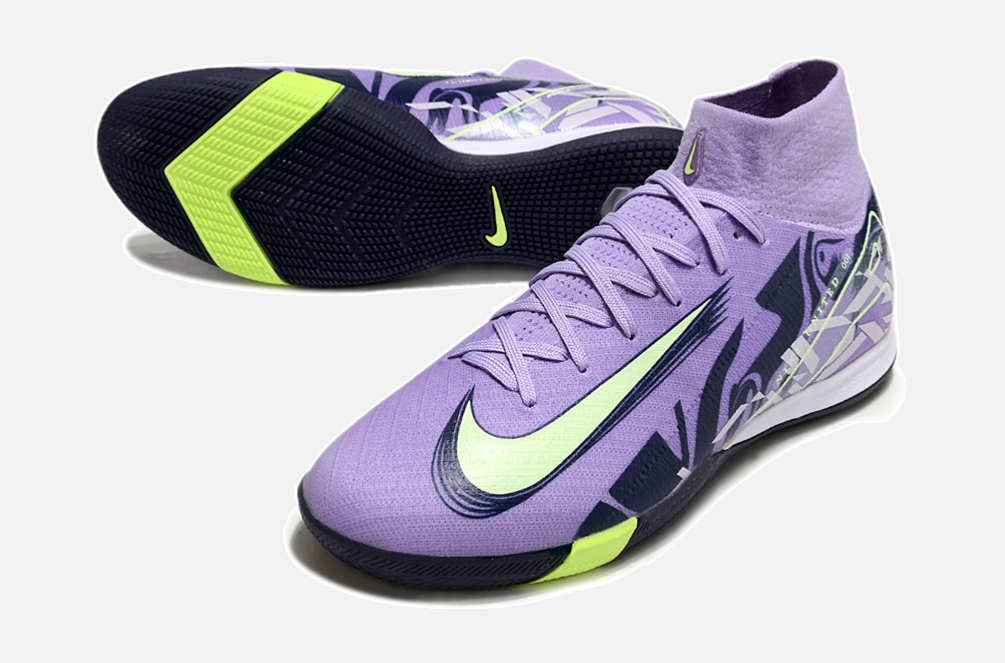 Chuteira Nike Air Zoom Mercurial Superfly 10 Elite  IC - Roxa e Verde - detalhe