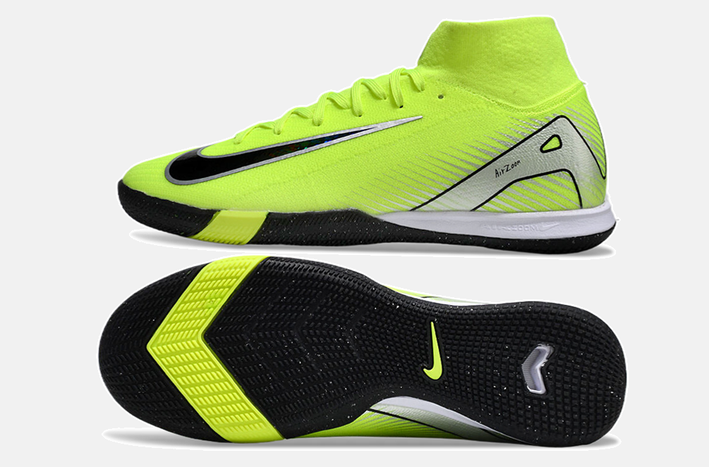 Chuteira Nike Air Zoom Mercurial Superfly 10 Elite  IC - Verde, Prata e Preta - vista traseira