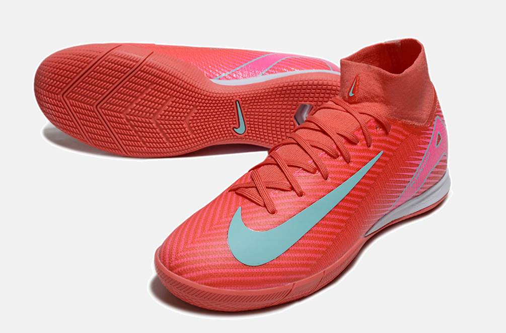 Chuteira Nike Air Zoom Mercurial Superfly 10 Elite  IC - Vermelha, Rosa e Azul - detalhe