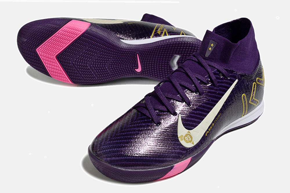 Chuteira Nike Air Zoom Mercurial Superfly 10 Elite Kylian Mbappé  IC - Roxa - detalhe