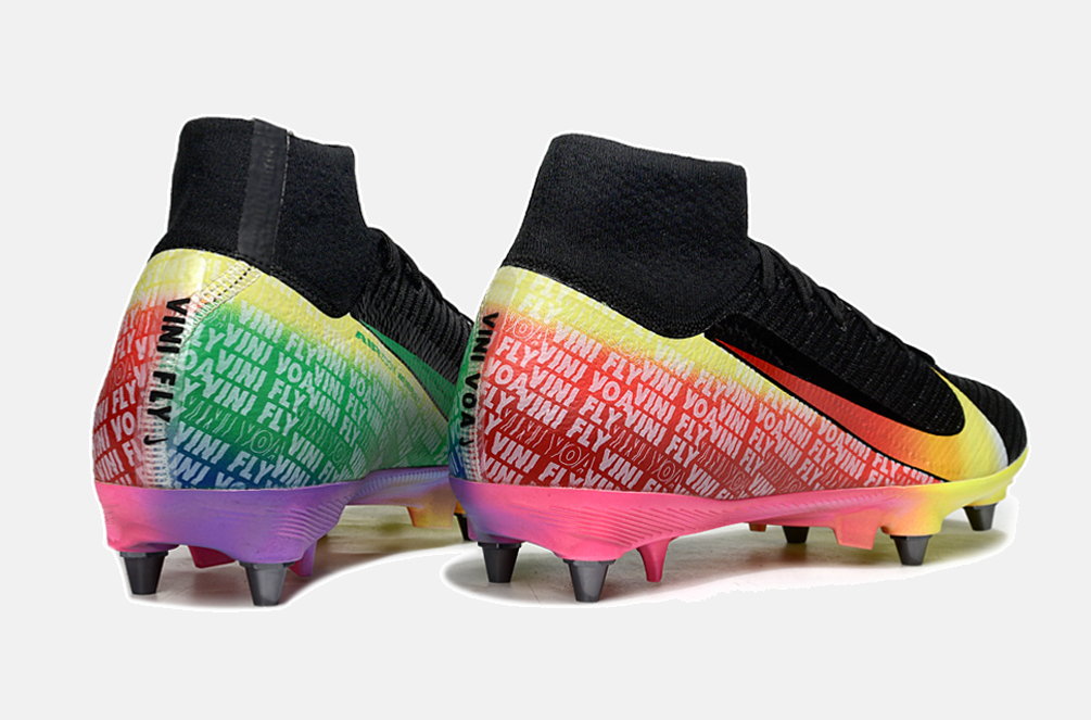 Chuteira Nike Air Zoom Mercurial SuperFly 10 Vini JR Elite SG - Preta, Amarela e Vermelha - Tevo Sports SPORT*