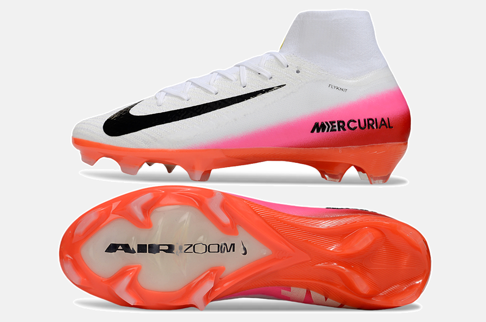Chuteira Nike Air Zoom Mercurial Superfly 10 Elite FG - Branca, Rosa e Laranja - Pack Fear Nothing - vista traseira