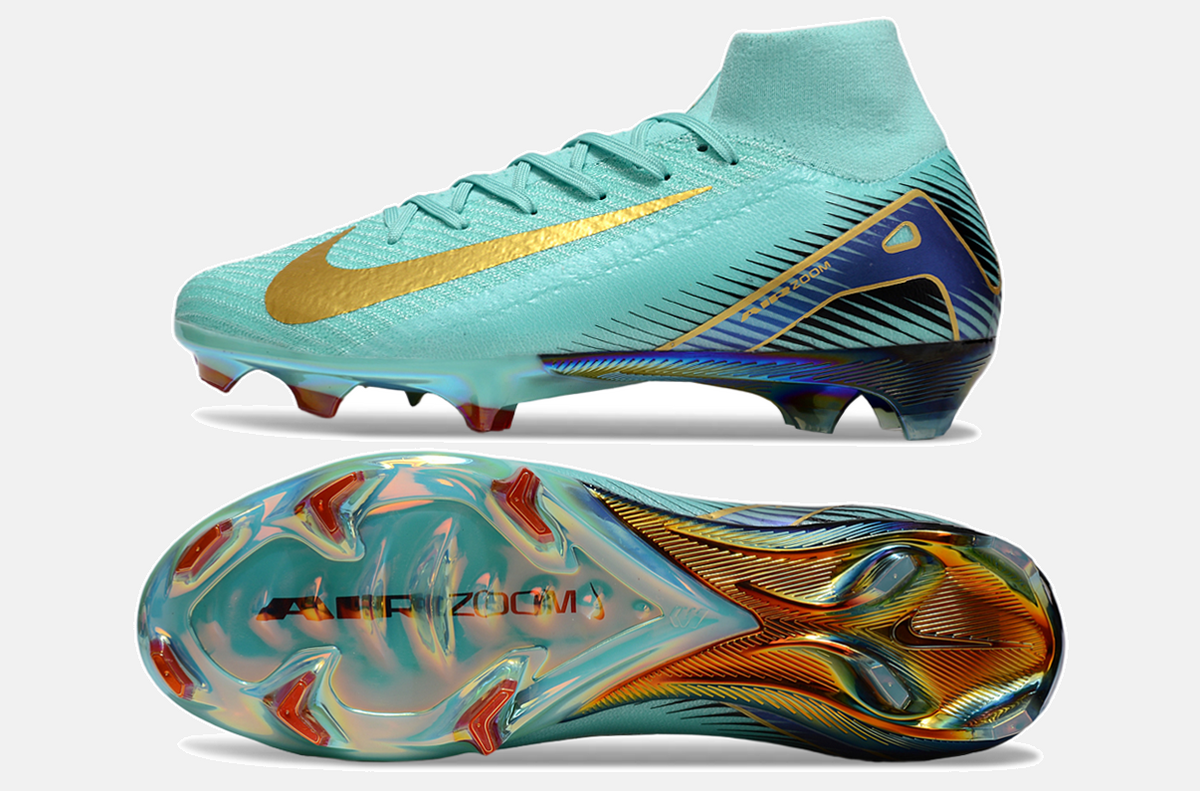 Chuteira Nike Air Zoom Mercurial Superfly 8 Elite FG - Azul - vista traseira