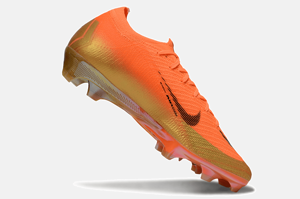 Chuteira Nike Air Zoom Mercurial Vapor 16 Déja Vu Elite FG - Laranja e Dourada - Tevo Sports SPORT*