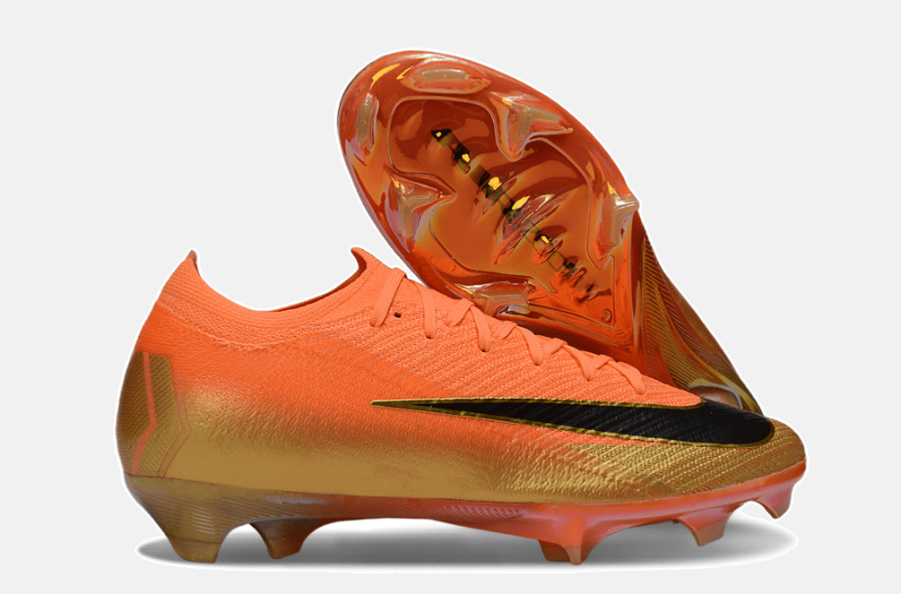 Chuteira Nike Air Zoom Mercurial Vapor 16 Déja Vu Elite FG - Laranja e Dourada - Tevo Sports SPORT*