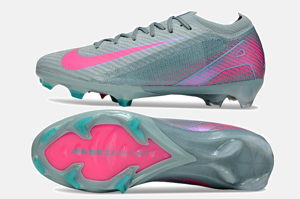 Chuteira Nike AIR Zoom Mercurial Vapor 16 Elite FG - Azul e Rosa - Pack Prism - vista traseira