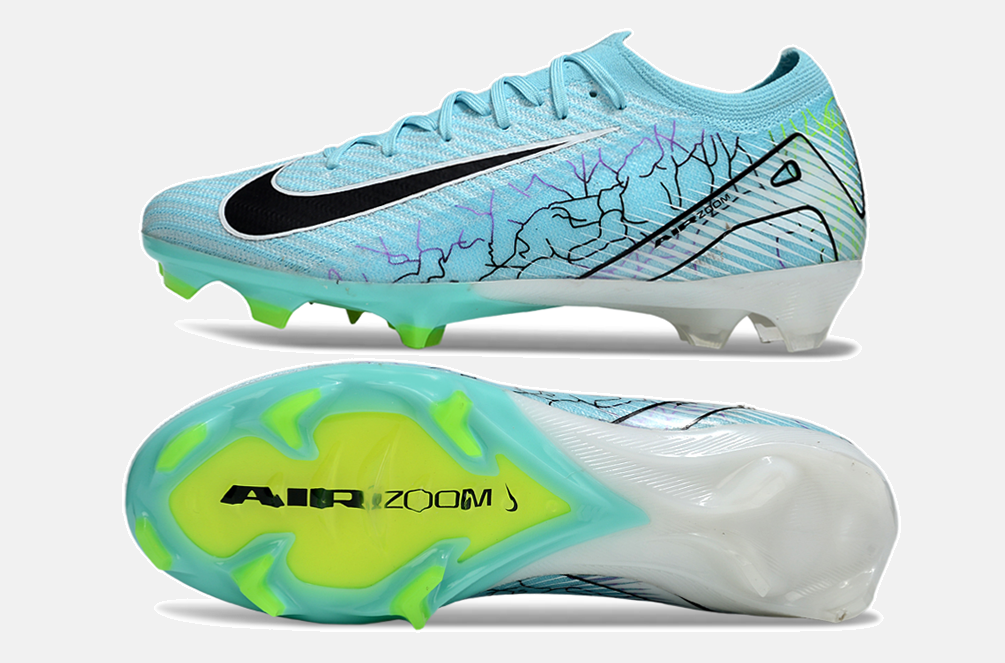 Chuteira Nike Air Zoom Mercurial Vapor 16 Elite FG - Azul e Verde - vista traseira
