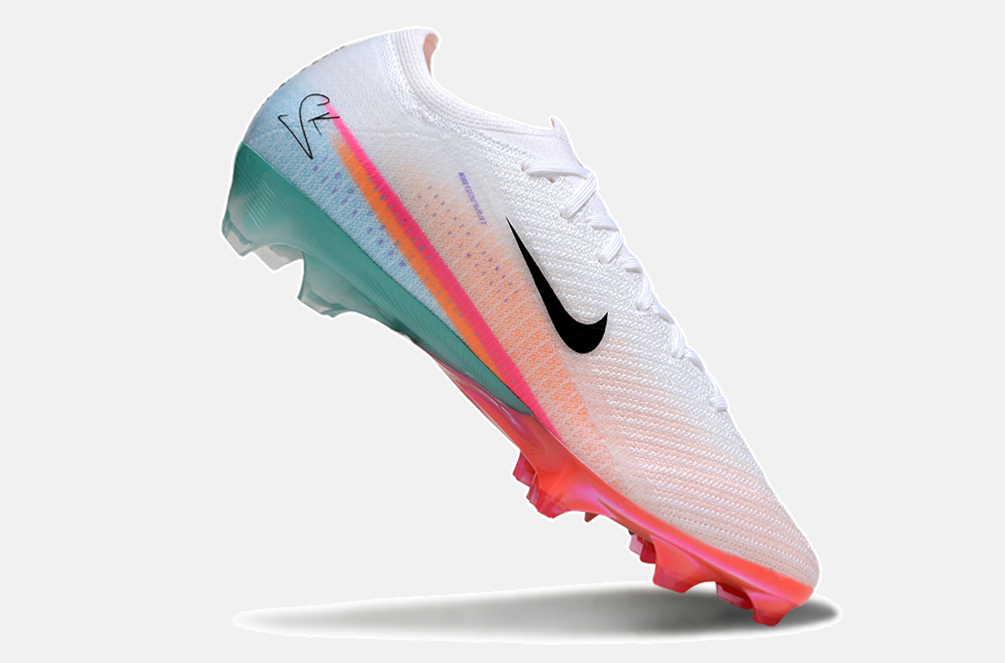 Chuteira Nike AIR Zoom Mercurial Vapor 16 Edição Especial Elite FG - Branca, Azul, Laranja e Rosa - imagem 6