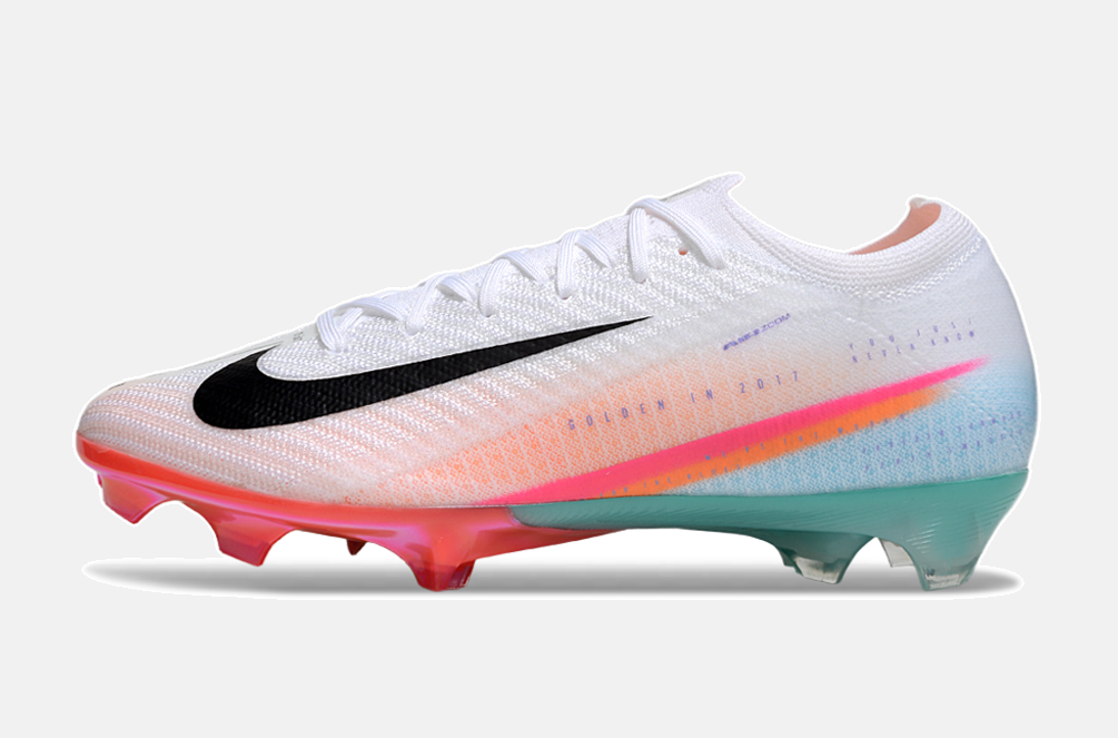 Chuteira Nike AIR Zoom Mercurial Vapor 16 Edição Especial Elite FG - Branca, Azul, Laranja e Rosa - imagem 4