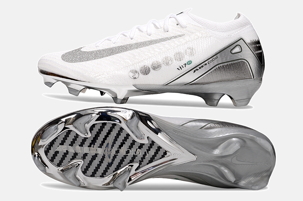 Chuteira Nike Air Zoom Mercurial Vapor 16 Edição Especial Elite FG - Branca e Prata - vista traseira