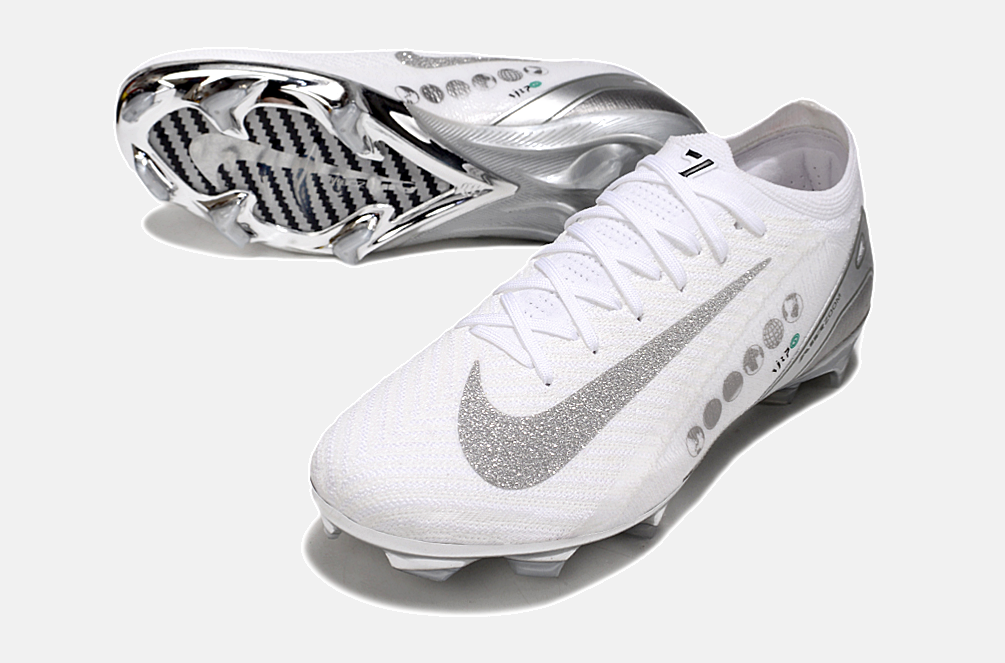 Chuteira Nike Air Zoom Mercurial Vapor 16 Edição Especial Elite FG - Branca e Prata - detalhe