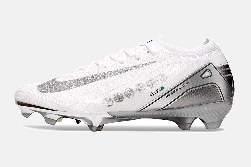 Chuteira Nike Air Zoom Mercurial Vapor 16 Edição Especial Elite FG - Branca e Prata - imagem 4