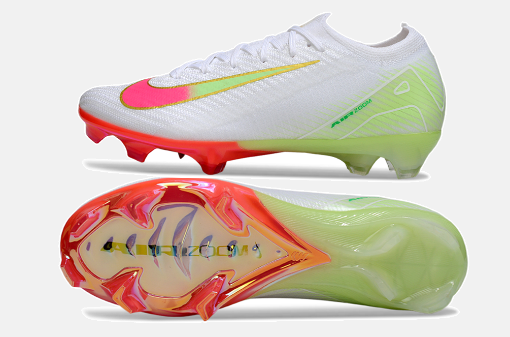 Chuteira Nike Air Zoom Mercurial Vapor 16 Elite FG - Branca, Verde e Rosa - Tevo Sports SPORT*
