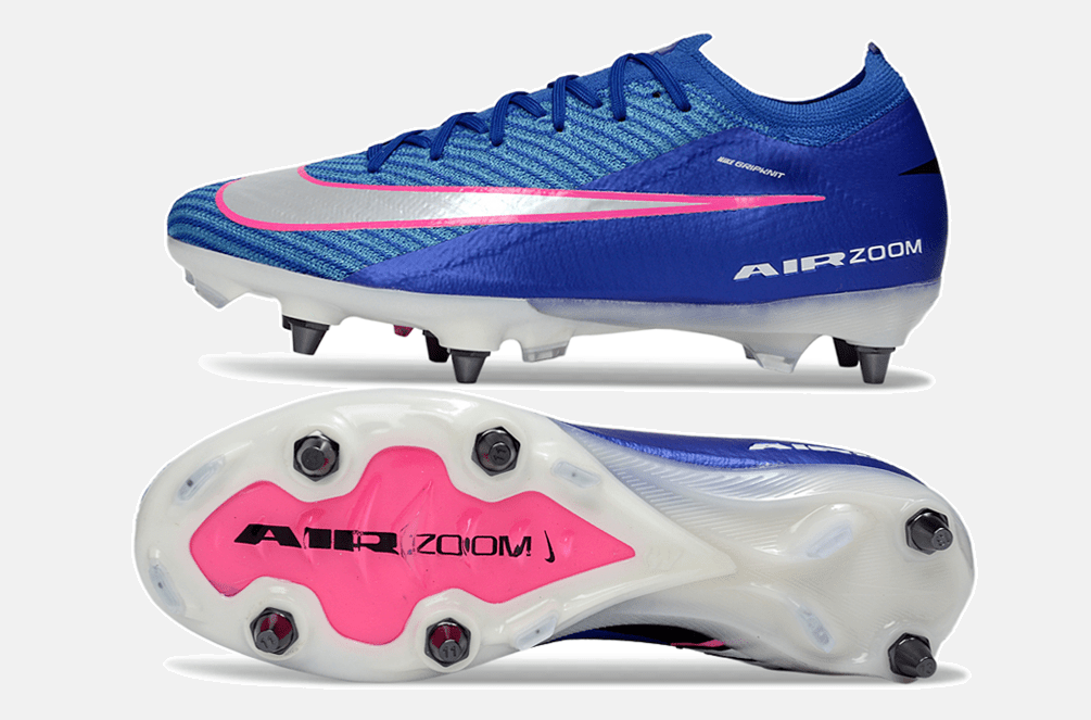 Chuteira Nike Air Zoom Mercurial Vapor 16 Elite SG - Azul, Branca e Rosa - Attack Pack - Tevo Sports SPORT*