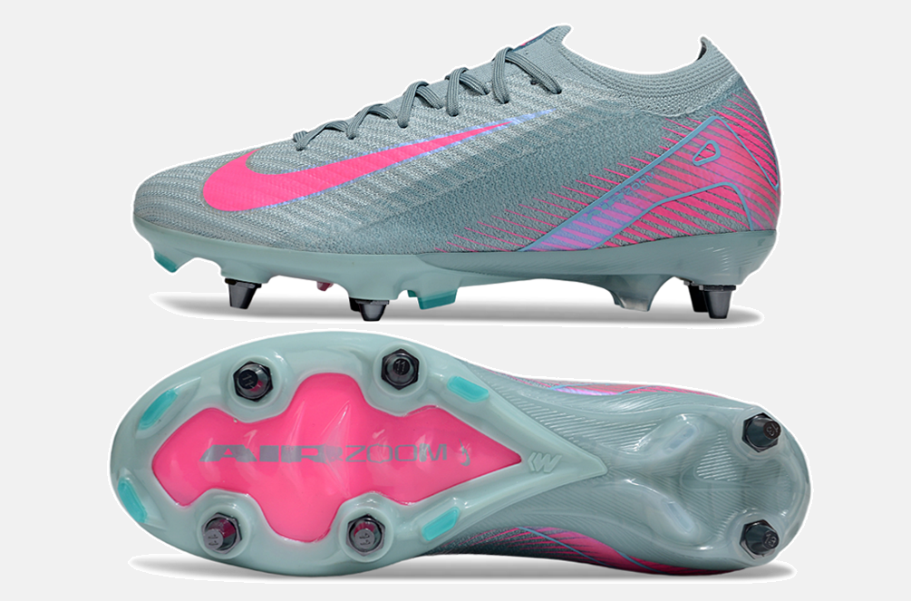 Chuteira Nike Air Zoom Mercurial Vapor 16 Elite SG - Azul e Rosa - vista traseira