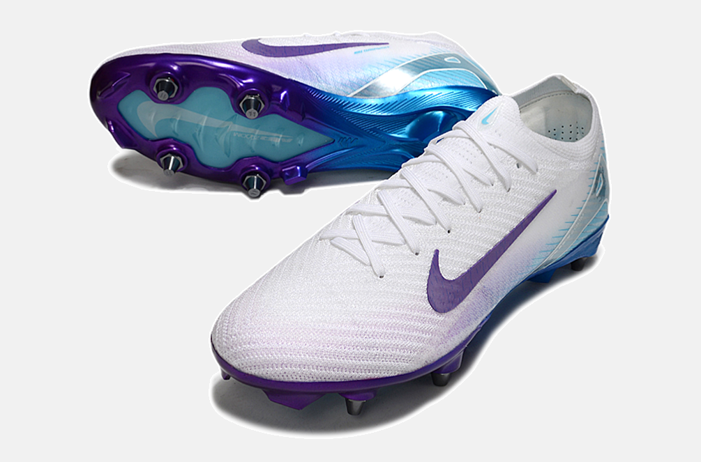 Chuteira Nike Air Zoom Mercurial Vapor 16 Elite SG - Branca, Azul e Roxa - detalhe