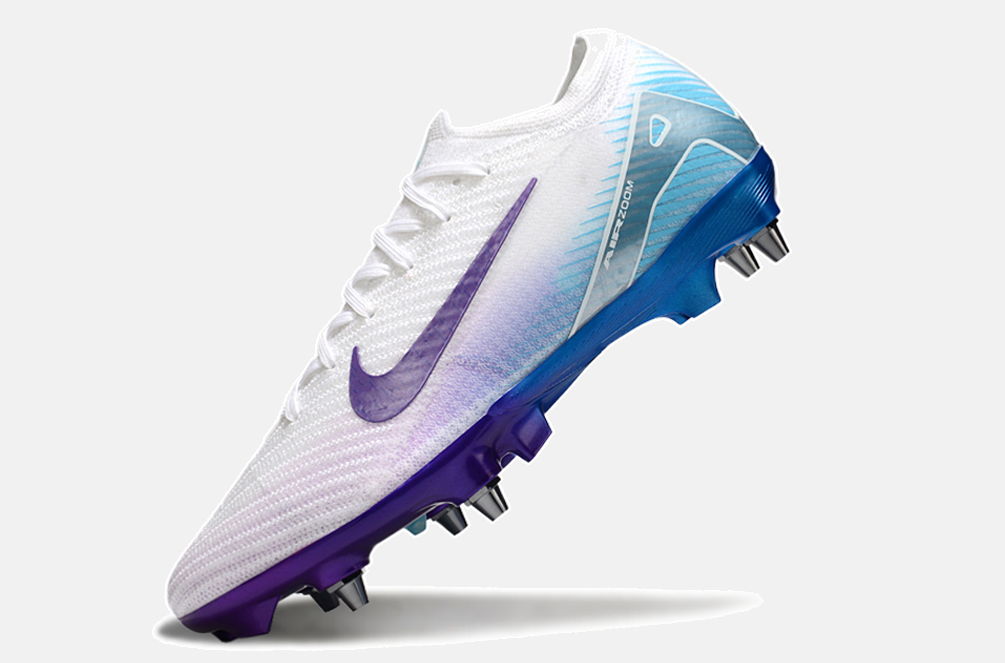 Chuteira Nike Air Zoom Mercurial Vapor 16 Elite SG - Branca, Azul e Roxa - imagem 5