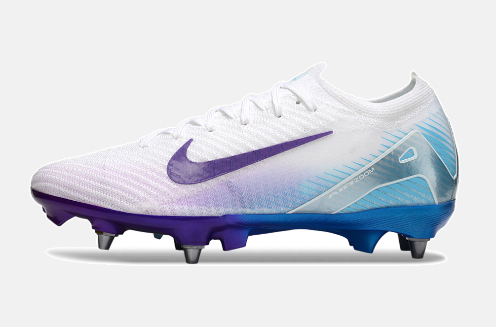 Chuteira Nike Air Zoom Mercurial Vapor 16 Elite SG - Branca, Azul e Roxa - imagem 4