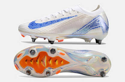 Chuteira Nike Air Zoom Mercurial Vapor 16 Elite SG - Branca e Azul - vista traseira