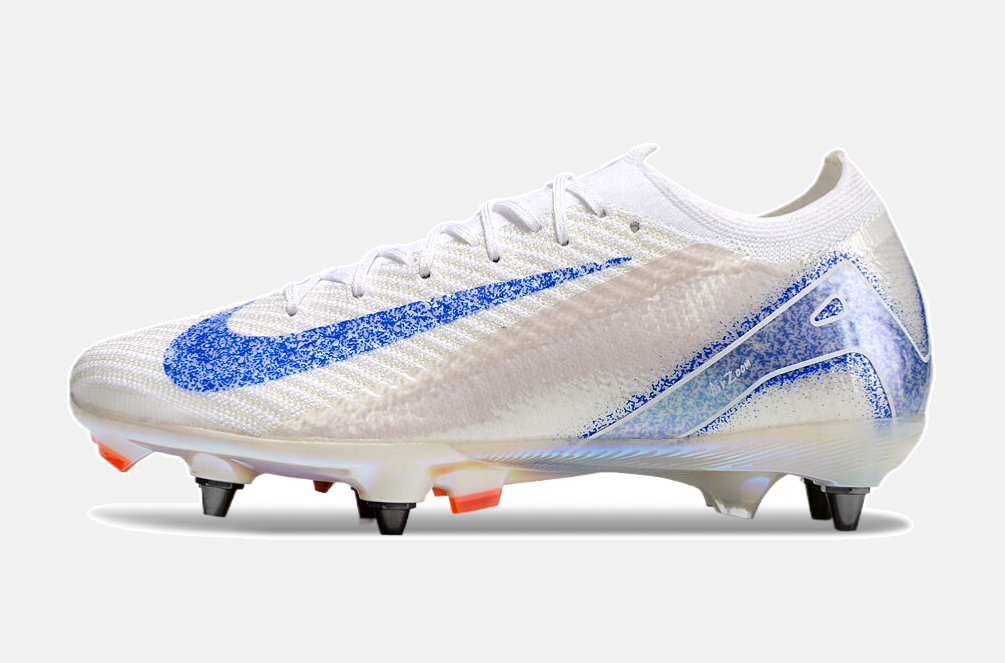 Chuteira Nike Air Zoom Mercurial Vapor 16 Elite SG - Branca e Azul - imagem 4