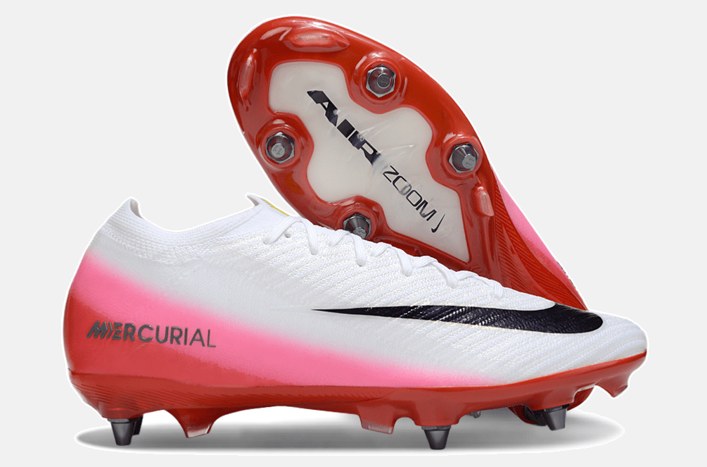 Chuteira Nike Air Zoom Mercurial Vapor 16 Elite SG - Branca, Rosa e Vermelha - Fear Nothing Pack - Tevo Sports SPORT*