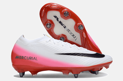 Chuteira Nike Air Zoom Mercurial Vapor 16 Elite SG - Branca, Rosa e Vermelha - Fear Nothing Pack - Tevo Sports SPORT*