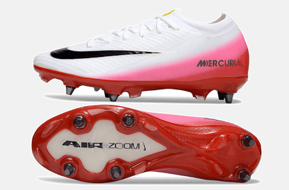 Chuteira Nike Air Zoom Mercurial Vapor 16 Elite SG - Branca, Rosa e Vermelha - Fear Nothing Pack - Tevo Sports SPORT*
