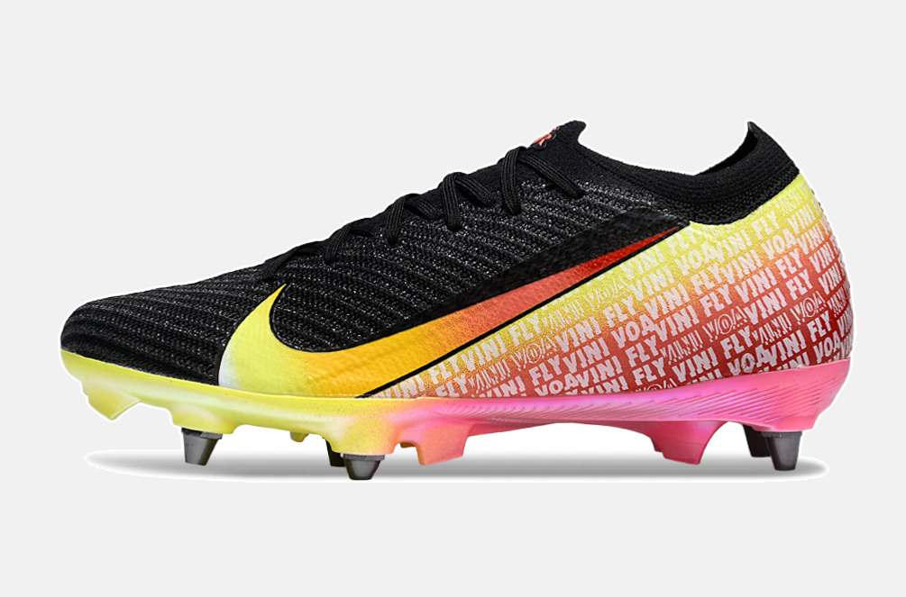 Chuteira Nike Air Zoom Mercurial Vapor 16 Vini Jr Elite SG - Preta, Amarela e Vermelha - imagem 4