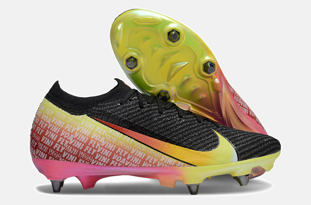 Chuteira Nike Air Zoom Mercurial Vapor 16 Vini Jr Elite SG - Preta, Amarela e Vermelha - imagem 8