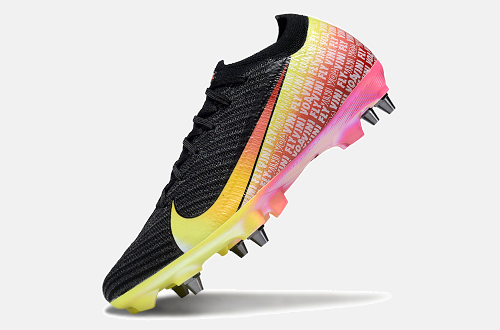 Chuteira Nike Air Zoom Mercurial Vapor 16 Vini Jr Elite SG - Preta, Amarela e Vermelha - imagem 5