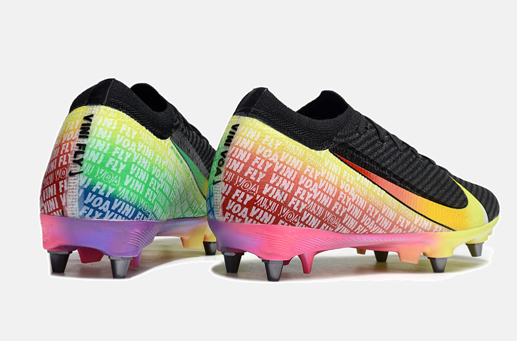 Chuteira Nike Air Zoom Mercurial Vapor 16 Vini Jr Elite SG - Preta, Amarela e Vermelha - imagem 7