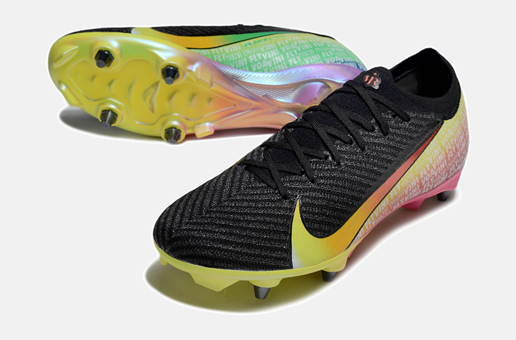Chuteira Nike Air Zoom Mercurial Vapor 16 Vini Jr Elite SG - Preta, Amarela e Vermelha - detalhe