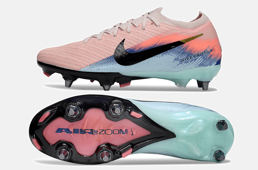 Chuteira Nike Air Zoom Mercurial Vapor 16 Elite SG - Rosa, Azul e Preta - United 02 Pack - Tevo Sports SPORT*