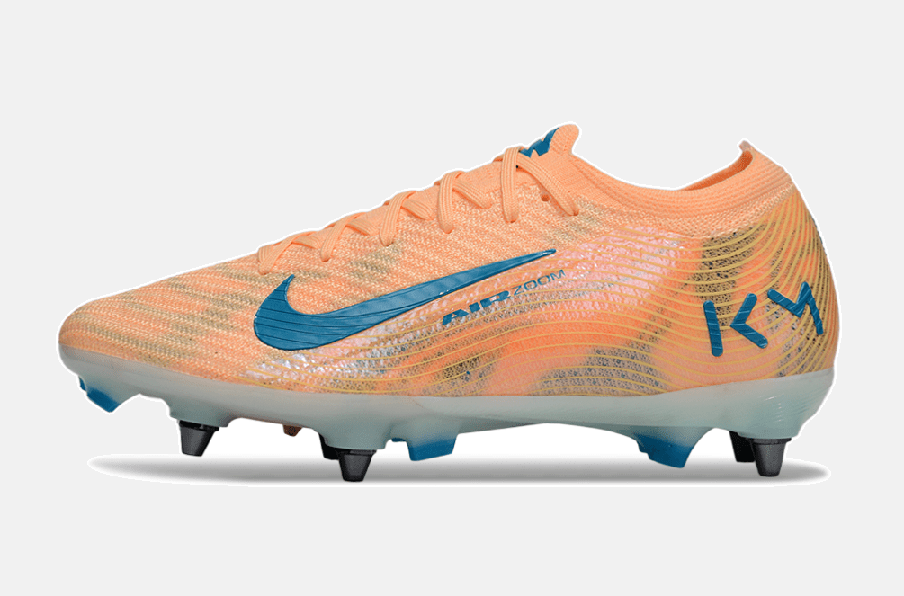 Chuteira Nike Air Zoom Mercurial Vapor 16 Kylian Mbappe Elite SG - Laranja e Azul - Tevo Sports SPORT*