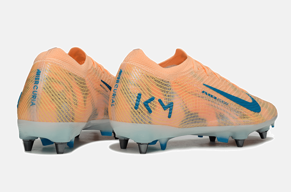 Chuteira Nike Air Zoom Mercurial Vapor 16 Kylian Mbappe Elite SG - Laranja e Azul - Tevo Sports SPORT*