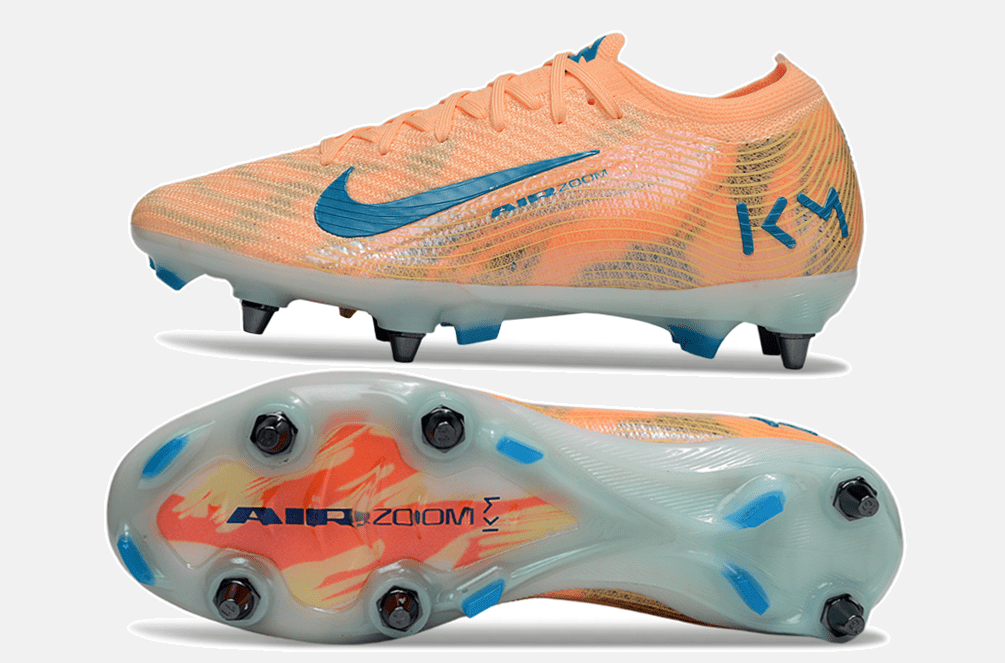 Chuteira Nike Air Zoom Mercurial Vapor 16 Kylian Mbappe Elite SG - Laranja e Azul - Tevo Sports SPORT*