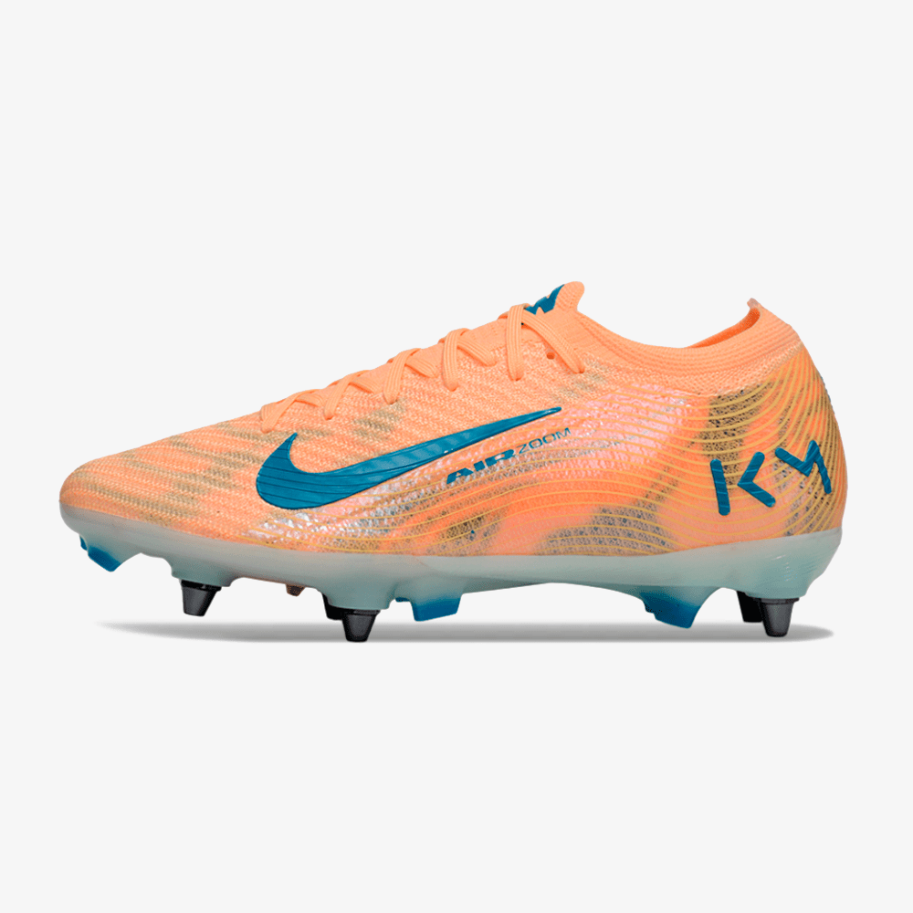 Chuteira Nike Air Zoom Mercurial Vapor 16 Kylian Mbappe Elite SG - Laranja e Azul - Tevo Sports SPORT*